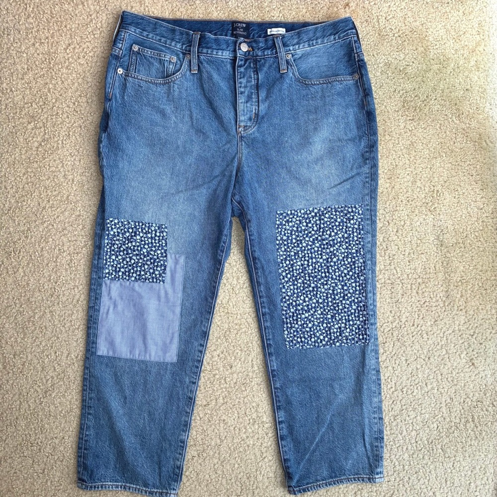 J Crew Patchwork Ankle Cropped Slim Boyfriend Jea… - image 3